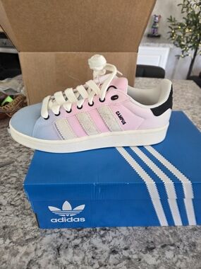 New In Box adidas Campus Pastel Pink and Light Blue Gradient Sneakers Sz 8 M 9w